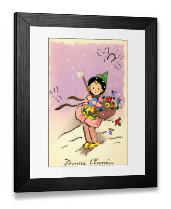 Framed Print : Historic greeting card, birthday card with a child and a basket of flowers, France, 1890, Historic, digital reproduction of an original from the 19th century Framed Print : Historic greeting card, birthday card with a child and a basket of flowers, France, 1890, Historic, digital reproduction of an original from the 19th century
