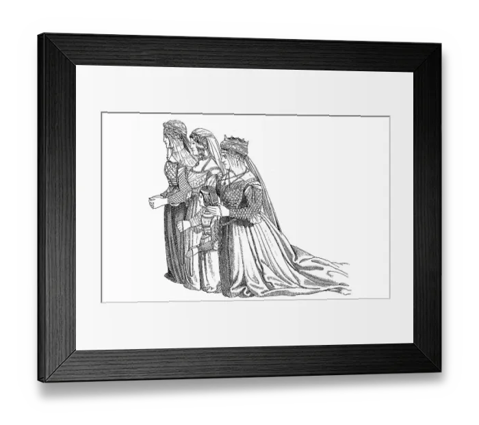 Framed Print : Italy, Venice, noble Venetian woman's traditional costume, here the Queen of Eppern and her lady, 15th century, Historic, digitally restored reproduction of an original from the 19th century Framed Print : Italy, Venice, noble Venetian woman's traditional costume, here the Queen of Eppern and her lady, 15th century, Historic, digitally restored reproduction of an original from the 19th century