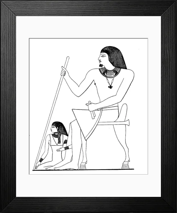 Framed Print : King Unas, 5 Dynasty, Egypt, with consort. Costume of the oldest period of the Memphis Empire, History of Fashion, Costume History, Historical, digital reproduction of an original 19th century pattern Framed Print : King Unas, 5 Dynasty, Egypt, with consort. Costume of the oldest period of the Memphis Empire, History of Fashion, Costume History, Historical, digital reproduction of an original 19th century pattern