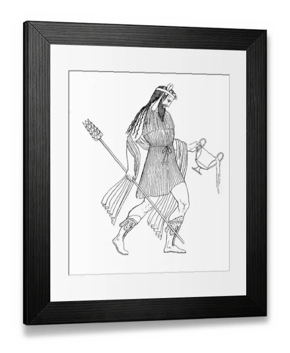 Framed Print : Ancient Bacchus Priest, Greece, after a vase painting, History of Fashion, History of Costume, Historical, digital reproduction of an original 19th century artwork Framed Print : Ancient Bacchus Priest, Greece, after a vase painting, History of Fashion, History of Costume, Historical, digital reproduction of an original 19th century artwork