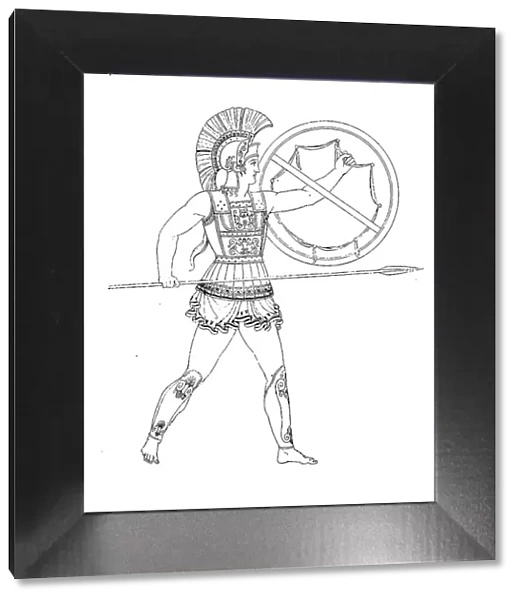 Greece, Greek warrior in full armour, History of fashion, Costume history, Historical, digital reproduction of an original 19th century pattern