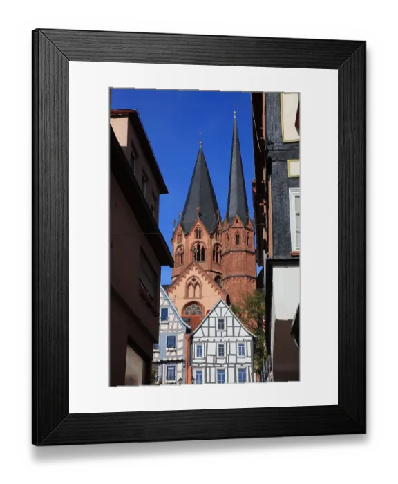 Framed Print : Town centre with St. Mary's Church, Barbarossa town of Gelnhausen, Main-Kinzig district, Hesse, Germany Framed Print : Town centre with St. Mary's Church, Barbarossa town of Gelnhausen, Main-Kinzig district, Hesse, Germany