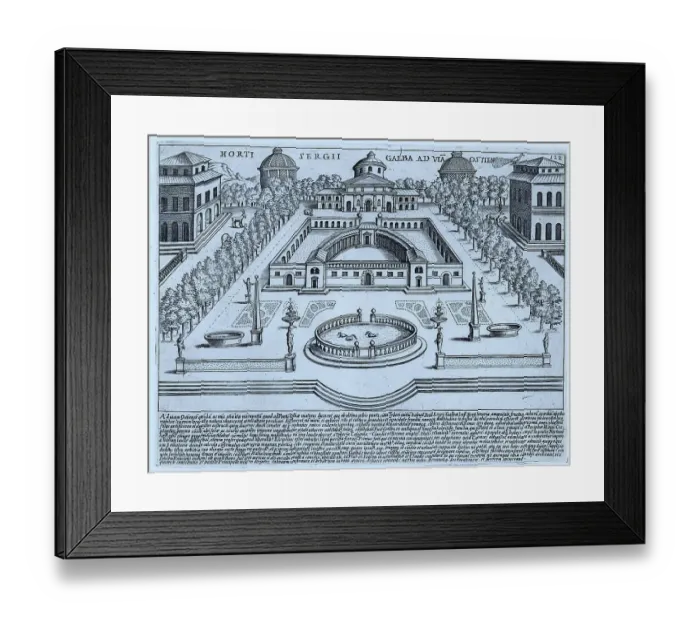 Framed Print : Horti Sergii Galba Ad Via Ostien, The Gardens of Galba on the Via Ostia Antica, historical Rome, Italy, digital reproduction of an original 17th century artwork, original date unknown Framed Print : Horti Sergii Galba Ad Via Ostien, The Gardens of Galba on the Via Ostia Antica, historical Rome, Italy, digital reproduction of an original 17th century artwork, original date unknown