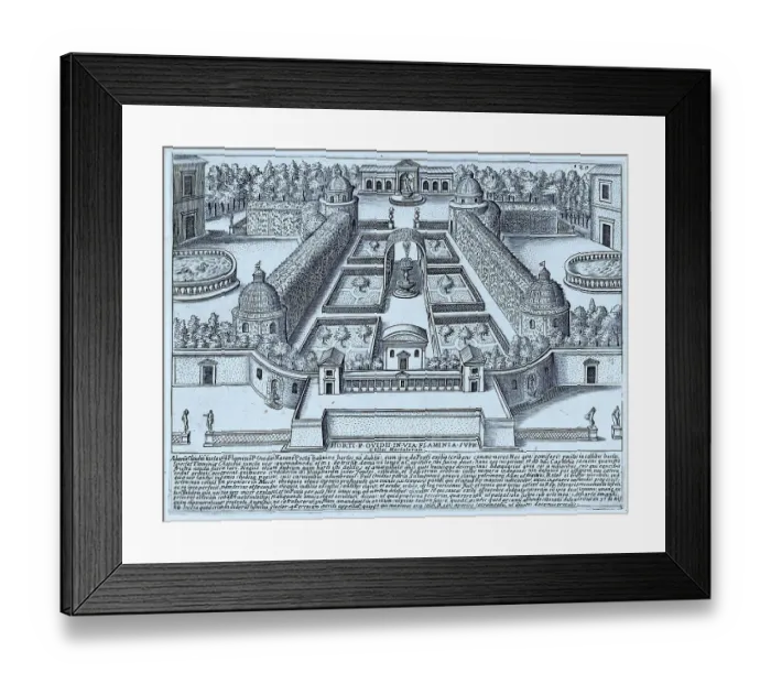 Framed Print : Horti P. Ovidii In Via Flamina Supr (Colles Hortulorum), Gardens of Ovid, historical Rome, Italy, digital reproduction of a 17th century original, original date unknown Framed Print : Horti P. Ovidii In Via Flamina Supr (Colles Hortulorum), Gardens of Ovid, historical Rome, Italy, digital reproduction of a 17th century original, original date unknown