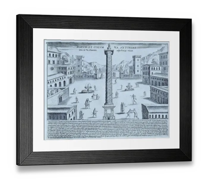 Framed Print : Forum Et Columna Antonini, Olim In Via Flaminia Uuglo Piazza Colomna, Forum and Column of Antoninus, Historic Rome, Italy, digital reproduction of an original 17th century artwork, original date unknown