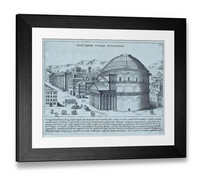 Framed Print : Pantheon Vulgo Rotunda, the remains of the Pantheon, The statues on the pediment and the marble covering have been removed. The building was commissioned by Marcus Agrippa during the reign of Augustus (27 B. C. 14 A) Framed Print : Pantheon Vulgo Rotunda, the remains of the Pantheon, The statues on the pediment and the marble covering have been removed. The building was commissioned by Marcus Agrippa during the reign of Augustus (27 B. C. 14 A)