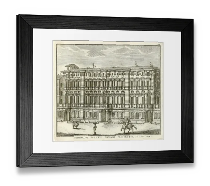 Framed Print : View of the palace of Prince Doria Pansili, from the side of the street Corso, historical Rome, Italy, digital reproduction of an original 17th century original, original date unknown Framed Print : View of the palace of Prince Doria Pansili, from the side of the street Corso, historical Rome, Italy, digital reproduction of an original 17th century original, original date unknown