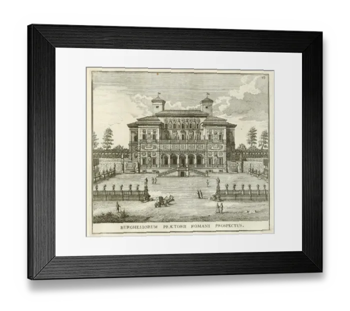 Framed Print : View of the Villa Borghese Palace, outside the Pinciana Gate, historic Rome, Italy, digital reproduction of an original 17th century painting, original date unknown Framed Print : View of the Villa Borghese Palace, outside the Pinciana Gate, historic Rome, Italy, digital reproduction of an original 17th century painting, original date unknown