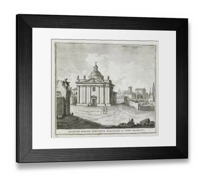 Framed Print : Santi Marcellino e Pietro al Laterano is a Roman Catholic parish and title church in Rome on the Via Merulana, historic Rome, Italy, digital reproduction of a 17th century original, original date unknown
