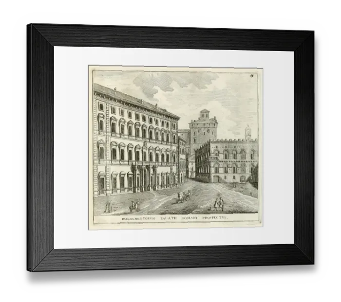 Framed Print : View of the Palace of Prince Barberini, near the Piazza delle Quattro Fontane, historical Rome, Italy, digital reproduction of an original 17th century painting, original date unknown