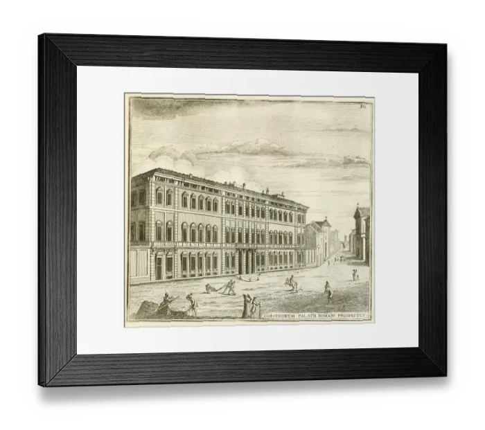 Framed Print : View of the palace of Prince Corsini, on the Lungara, on the other side of the Tiber, historical Rome, Italy, digital reproduction of an original 17th century original, original date unknown Framed Print : View of the palace of Prince Corsini, on the Lungara, on the other side of the Tiber, historical Rome, Italy, digital reproduction of an original 17th century original, original date unknown