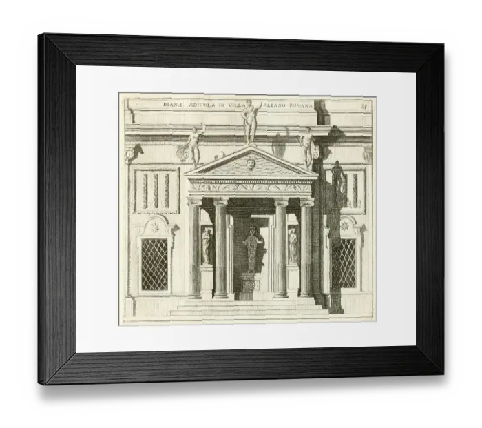 Framed Print : View of the small temple of Diana Efesia, in Villa Fudetta, historic Rome, Italy, digital reproduction of an original 17th-century template, original date unknown Framed Print : View of the small temple of Diana Efesia, in Villa Fudetta, historic Rome, Italy, digital reproduction of an original 17th-century template, original date unknown