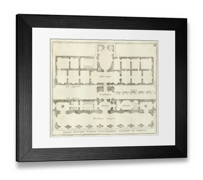 Framed Print : Plan of the ground floor and the first flat of the building Villa Albani, historical Rome, Italy, digital reproduction of an original template from the 17th century, original date unknown Framed Print : Plan of the ground floor and the first flat of the building Villa Albani, historical Rome, Italy, digital reproduction of an original template from the 17th century, original date unknown