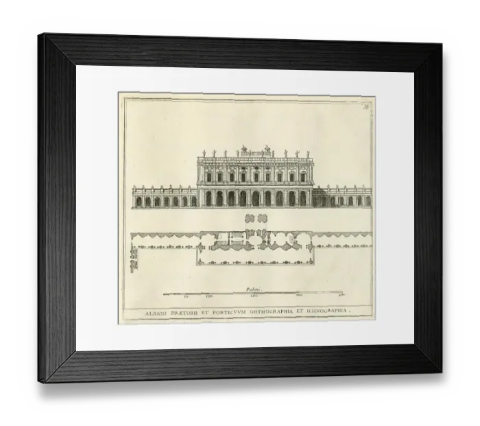 Framed Print : View of the palace and porticoes of Villa Albani, outside Porta Salara, historic Rome, Italy, digital reproduction of an original 17th century original, original date unknown Framed Print : View of the palace and porticoes of Villa Albani, outside Porta Salara, historic Rome, Italy, digital reproduction of an original 17th century original, original date unknown