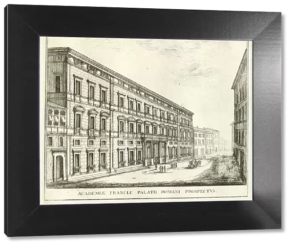 Palace of the Academy of France, in the street Corso, historical Rome, Italy, digital reproduction of an original 17th century painting, original date not known