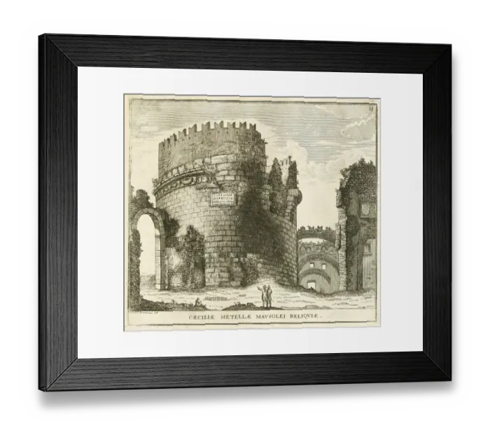 Framed Print : View of the mausoleum of Cecilia Metella, historical Rome, Italy, digital reproduction of an original 17th century painting, original date unknown Framed Print : View of the mausoleum of Cecilia Metella, historical Rome, Italy, digital reproduction of an original 17th century painting, original date unknown