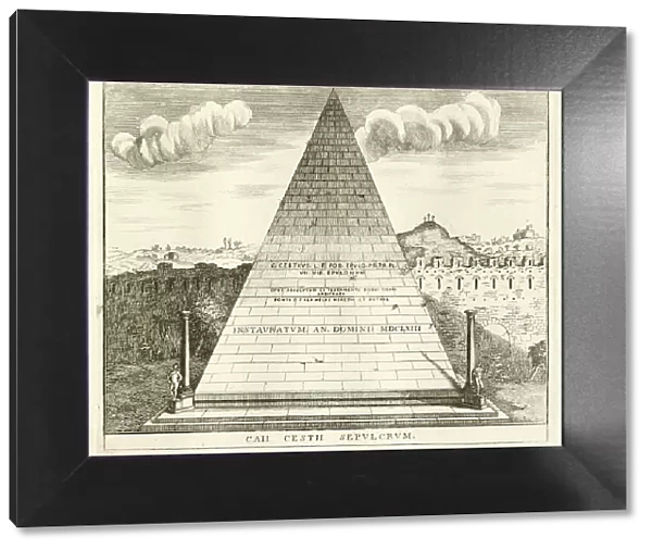 Of the Mausoleum, or Pyramid of Cajo Cestino, historical Rome, Italy, digital reproduction of an original 17th-century original, original date unknown
