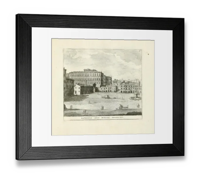 Framed Print : View of Piazza Berberini, near Palazzo Barberini, historical Rome, Italy, digital reproduction of an original 17th century painting, original date unknown Framed Print : View of Piazza Berberini, near Palazzo Barberini, historical Rome, Italy, digital reproduction of an original 17th century painting, original date unknown