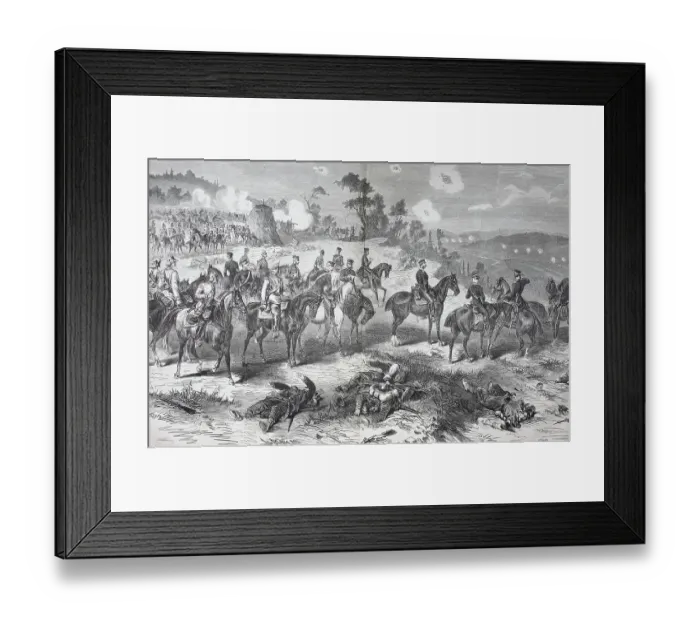 Framed Print : The Battle on the Evening of 30 August at Beaumont, France, in the Franco-Prussian War of 1870-1871, Historical, digitally restored reproduction of a 19th century original, exact original date unknown