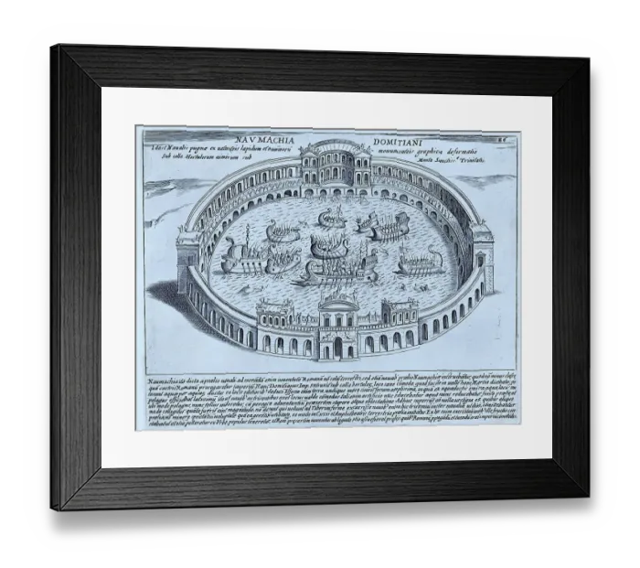 Framed Print : The Naumachia of Domitian. A naumachia refers to the depiction of a naval battle among the Romans, but also to the places where such exhibitions took place, historical Rome, Italy, digital reproduction of a 17th century original Framed Print : The Naumachia of Domitian. A naumachia refers to the depiction of a naval battle among the Romans, but also to the places where such exhibitions took place, historical Rome, Italy, digital reproduction of a 17th century original