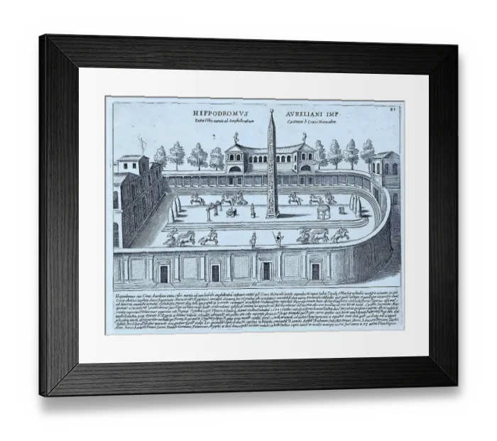 Framed Print : The Hippodrome of Aurelius, it could be the amphitheatre Castrense today, built into the Aurelian Wall, historical Rome, Italy, digital reproduction of an original 17th-century artwork, original date unknown