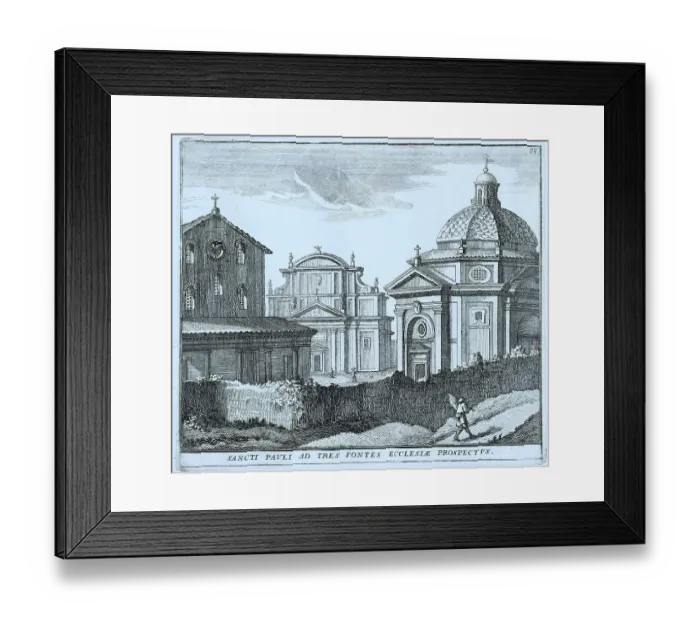 Framed Print : Church of S. Paolo alle tre fontane, outside Porta S. Paolo, historical Rome, Italy, digital reproduction of an original 17th century painting, original date unknown Framed Print : Church of S. Paolo alle tre fontane, outside Porta S. Paolo, historical Rome, Italy, digital reproduction of an original 17th century painting, original date unknown