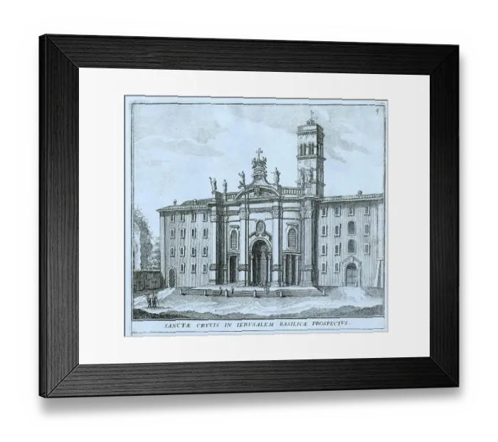 Framed Print : Basilica Santa Croce in Gerusalemme, Basilica Sanctae Crucis in Hierusalem, Basilica of the Holy Cross in Jerusalem, is one of the seven pilgrimage churches, historic Rome, Italy, digital reproduction of an original 17th-century artwork Framed Print : Basilica Santa Croce in Gerusalemme, Basilica Sanctae Crucis in Hierusalem, Basilica of the Holy Cross in Jerusalem, is one of the seven pilgrimage churches, historic Rome, Italy, digital reproduction of an original 17th-century artwork