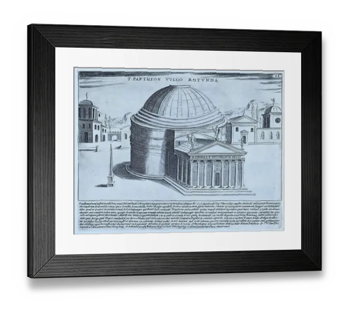 Framed Print : The image shows the view of the Pantheon as it might have looked when built, with statues on the pediment and the building clad in marble. It was commissioned by Marcus Agrippa during the reign of Augustus (27 B. C. 14 A. D. ) and rebuilt by Emperor Framed Print : The image shows the view of the Pantheon as it might have looked when built, with statues on the pediment and the building clad in marble. It was commissioned by Marcus Agrippa during the reign of Augustus (27 B. C. 14 A. D. ) and rebuilt by Emperor