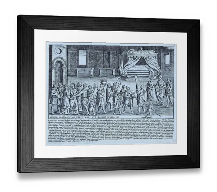 Framed Print : Sponsae Comitatus Ad Mariti Aedes Sub Noctem, image depicting the rites and ceremonies of escorting the bride on her wedding night, historic Rome, Italy, digital reproduction of an original 17th-century artwork, original date unknown Framed Print : Sponsae Comitatus Ad Mariti Aedes Sub Noctem, image depicting the rites and ceremonies of escorting the bride on her wedding night, historic Rome, Italy, digital reproduction of an original 17th-century artwork, original date unknown