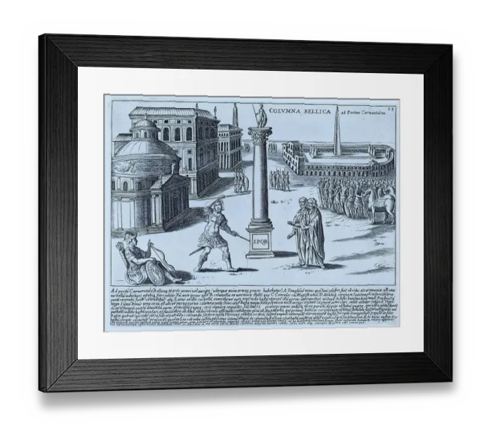 Framed Print : Columna Bellica ad Portam Carmentalem, military column at the Carmentalis Gate. The Columna Bellica stood near the Temple of Bellona. They were part of the buildings that formed the Circus Flaminus, Historic Rome, Italy, digital reproduction of an Framed Print : Columna Bellica ad Portam Carmentalem, military column at the Carmentalis Gate. The Columna Bellica stood near the Temple of Bellona. They were part of the buildings that formed the Circus Flaminus, Historic Rome, Italy, digital reproduction of an