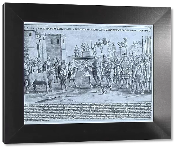 Sacrificium Militare ad Portam, The painting depicts a triumphal ceremony at the gates of Rome in 1513, historical Rome, Italy, digital reproduction of an original 17th century original, original date not known