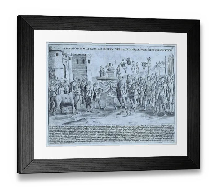 Framed Print : Sacrificium Militare ad Portam, The painting depicts a triumphal ceremony at the gates of Rome in 1513, historical Rome, Italy, digital reproduction of an original 17th century original, original date not known Framed Print : Sacrificium Militare ad Portam, The painting depicts a triumphal ceremony at the gates of Rome in 1513, historical Rome, Italy, digital reproduction of an original 17th century original, original date not known
