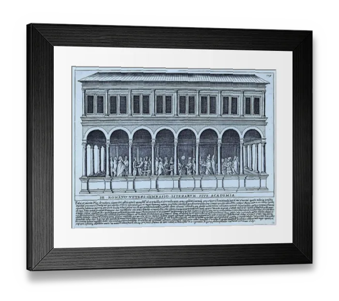 Framed Print : The Ancient Roman Gymnasium or Academy of Letters, historical Rome, Italy, digital reproduction of an original from the 17th century, original date not known Framed Print : The Ancient Roman Gymnasium or Academy of Letters, historical Rome, Italy, digital reproduction of an original from the 17th century, original date not known