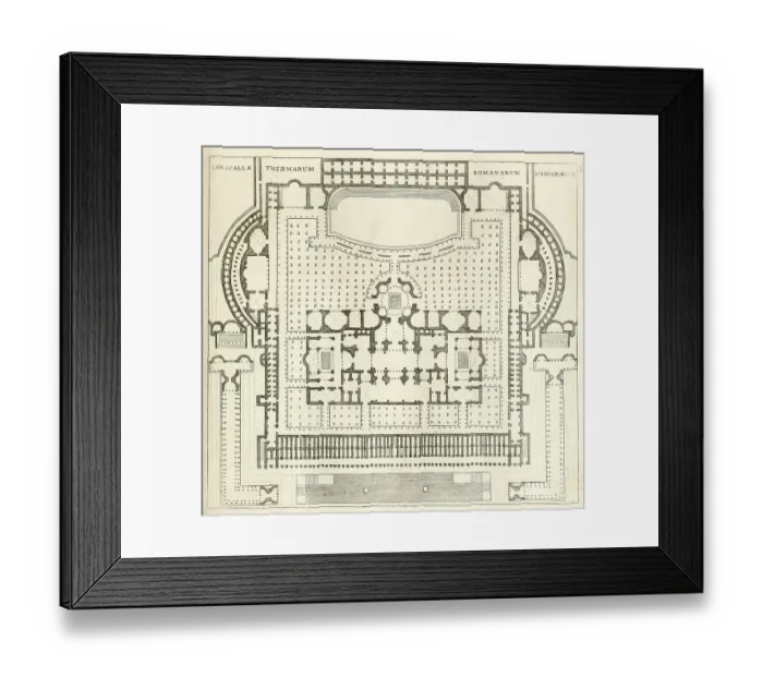 Framed Print : Plan of the Baths of Caracalla, near Porta S. Sebastiano, historical Rome, Italy, digital reproduction of an original 17th century template, original date unknown Framed Print : Plan of the Baths of Caracalla, near Porta S. Sebastiano, historical Rome, Italy, digital reproduction of an original 17th century template, original date unknown