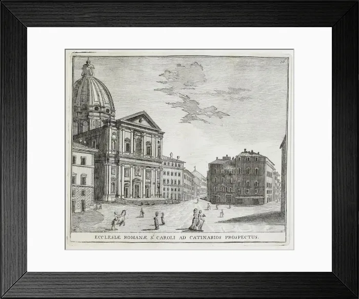 Framed Print : San Carlo di Catinari is a 17th century church in Rome, historic Rome, Italy, digital reproduction of an original 17th century painting, original date unknown