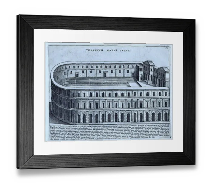 Framed Print : Theatrum Marci Scauri, This theatre was a temporary theatre described by Pliny the Elder in 58 B. C. historical Rome, Italy, digital reproduction of a 17th century original, original date unknown Framed Print : Theatrum Marci Scauri, This theatre was a temporary theatre described by Pliny the Elder in 58 B. C. historical Rome, Italy, digital reproduction of a 17th century original, original date unknown