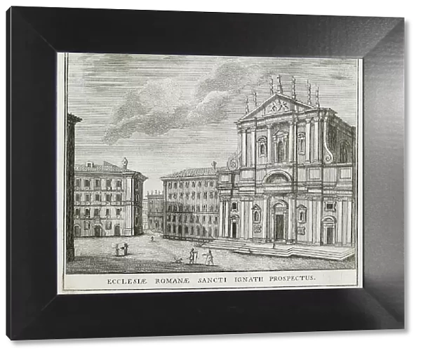 Church of St. Ignatius, behind the Roman College, historical Rome, Italy, digital reproduction of an original 17th century painting, original date unknown