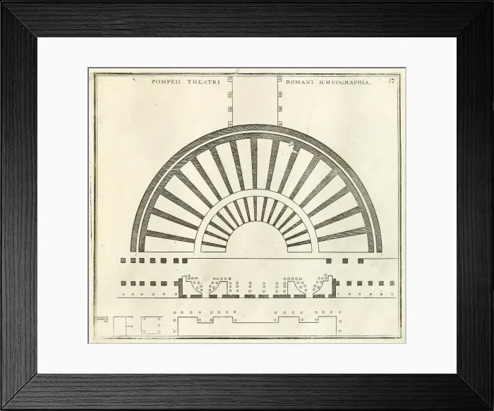 Framed Print : Geometric plan of Theatre of Pompey, copied from an ancient plan of Rome, historical Rome, Italy, digital reproduction of an original 17th century template, original date unknown Framed Print : Geometric plan of Theatre of Pompey, copied from an ancient plan of Rome, historical Rome, Italy, digital reproduction of an original 17th century template, original date unknown