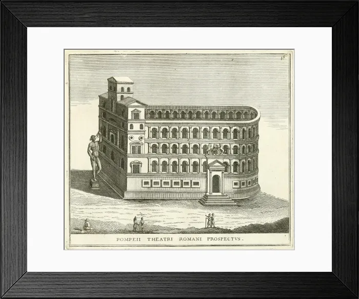 Framed Print : The Theatre of Pompey was the first permanent and stone-built theatre building in ancient Rome, historical Rome, Italy, digital reproduction of an original 17th century original, original date not known Framed Print : The Theatre of Pompey was the first permanent and stone-built theatre building in ancient Rome, historical Rome, Italy, digital reproduction of an original 17th century original, original date not known