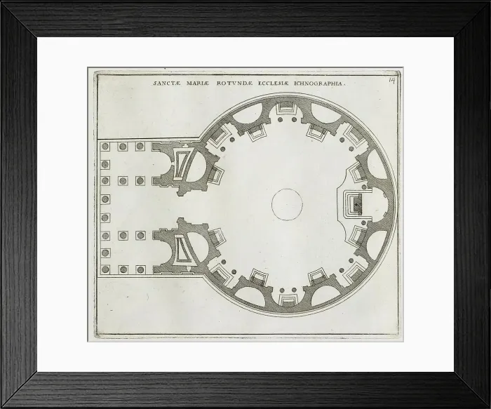 Framed Print : Geometric plan of the church of the Rotonda, which was the Pantheon of the ancient Romans, historical Rome, Italy, digital reproduction of an original 17th century template, original date unknown Framed Print : Geometric plan of the church of the Rotonda, which was the Pantheon of the ancient Romans, historical Rome, Italy, digital reproduction of an original 17th century template, original date unknown