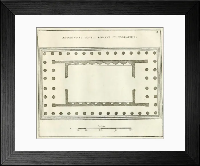 Framed Print : Plan of the Temple of St. Anthony recreated from its ruins in these last fires, historic Rome, Italy, digital reproduction of an original 17th-century template, original date unknown Framed Print : Plan of the Temple of St. Anthony recreated from its ruins in these last fires, historic Rome, Italy, digital reproduction of an original 17th-century template, original date unknown
