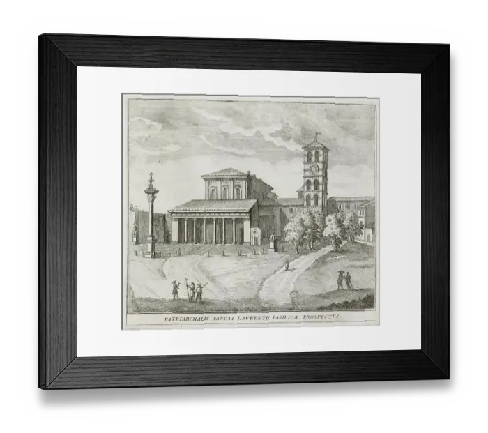 Framed Print : Basilica of S. Lorenzo, in front of the door of the same name, historical Rome, Italy, digital reproduction of an original 17th century painting, original date unknown Framed Print : Basilica of S. Lorenzo, in front of the door of the same name, historical Rome, Italy, digital reproduction of an original 17th century painting, original date unknown