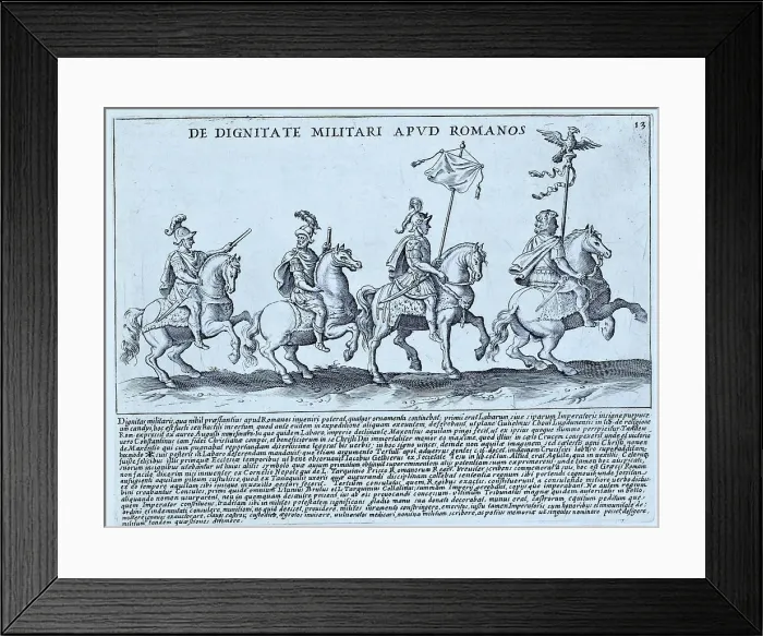 Framed Print : The image describes a military procession in which the leading horseman or aquilifer carries one or an eagle (Aquila), the most important standard for the Roman legion. A number of other standards were also used and served to keep units together in Framed Print : The image describes a military procession in which the leading horseman or aquilifer carries one or an eagle (Aquila), the most important standard for the Roman legion. A number of other standards were also used and served to keep units together in