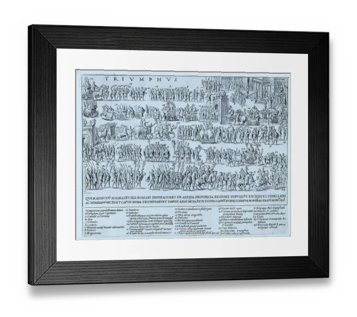 Framed Print : Depicted here is the procession during a Roman triumph. It shows the legions of cohorts at the end of the procession up to the Temple of Jupiter on Capitoline Hill, historical Rome, Italy, digital reproduction of a 17th century original Framed Print : Depicted here is the procession during a Roman triumph. It shows the legions of cohorts at the end of the procession up to the Temple of Jupiter on Capitoline Hill, historical Rome, Italy, digital reproduction of a 17th century original