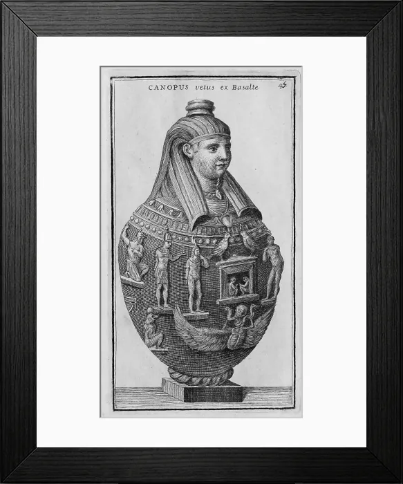 Framed Print : The Egyptian god Canopus, marble statue from ancient Rome, Italy, digital reproduction of an 18th century original, original date not known
