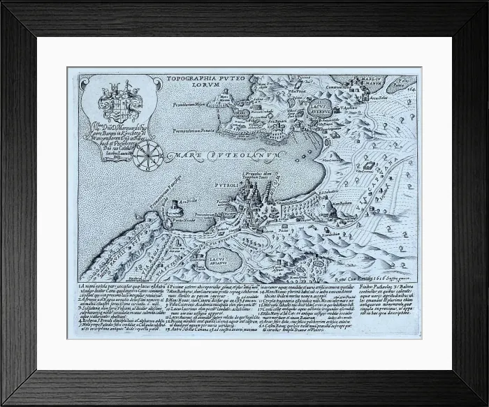 Framed Print : Topographia Puteo Lorum, Mare Puteolanum, today the Bay of Pozzuoli. Puteoli, now known as Pozzuoli, was a Greek colony but became a Roman colony in 194 BC, historical Rome, Italy, digital reproduction of a 17th century original Framed Print : Topographia Puteo Lorum, Mare Puteolanum, today the Bay of Pozzuoli. Puteoli, now known as Pozzuoli, was a Greek colony but became a Roman colony in 194 BC, historical Rome, Italy, digital reproduction of a 17th century original