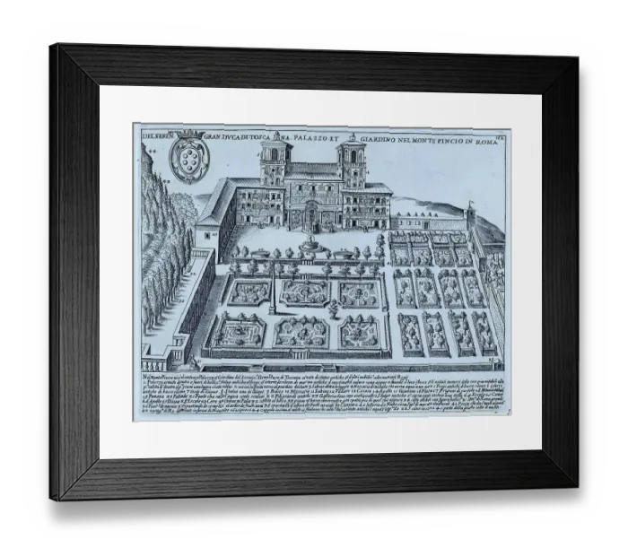 Framed Print : Del Serenmo Gran duca di toscana Palazzo et giardino nel monte Pincio in Roma, Garden of the Grand Duke of Tuscany on Mount Pincio. Villa Medici on Monte Pincio Framed Print : Del Serenmo Gran duca di toscana Palazzo et giardino nel monte Pincio in Roma, Garden of the Grand Duke of Tuscany on Mount Pincio. Villa Medici on Monte Pincio