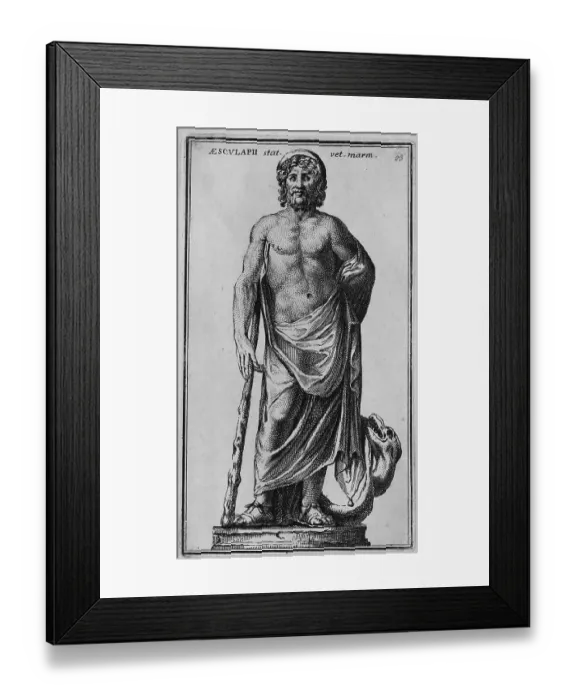 Framed Print : The Roman god Asclepius, marble statue from ancient Rome, Italy, digital reproduction of an original from the 18th century, original date not known Framed Print : The Roman god Asclepius, marble statue from ancient Rome, Italy, digital reproduction of an original from the 18th century, original date not known