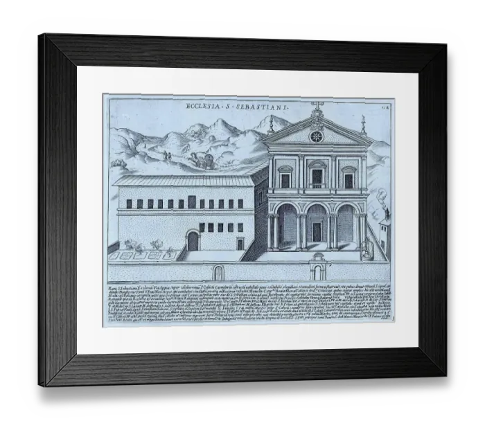 Framed Print : Ecclesia S. Sebastiani, The Church of St. Sebastian on the Via Appia, historical Rome, Italy, digital reproduction of an original 17th century artwork, original date unknown