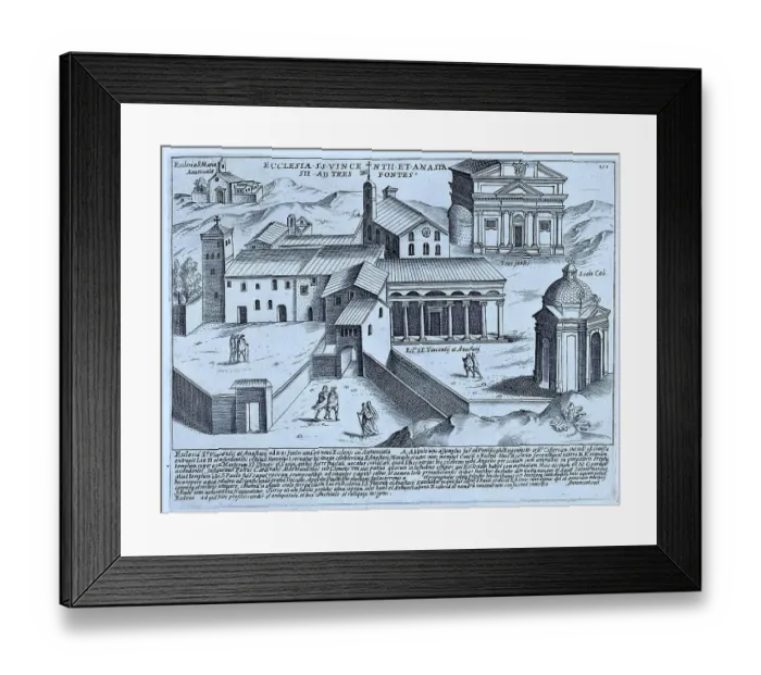 Framed Print : Ecclesia S. S. Vincentii Et Anastasii Ad Tres Fontes, Church of Saints Vincent and Anastasius at the Trevi Fountain, historic Rome, Italy, digital reproduction of an original 17th century artwork, original date unknown Framed Print : Ecclesia S. S. Vincentii Et Anastasii Ad Tres Fontes, Church of Saints Vincent and Anastasius at the Trevi Fountain, historic Rome, Italy, digital reproduction of an original 17th century artwork, original date unknown